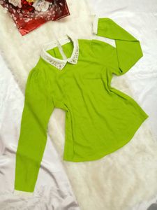 💚Green Bejeweled Collar Top💚