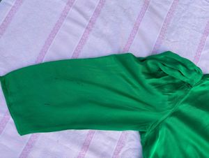 Zara Green Satin Wrap Top