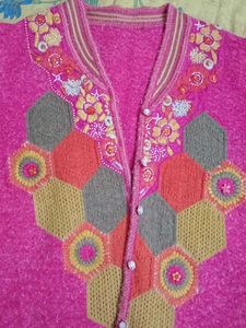 Pink Embroidered Cardigan