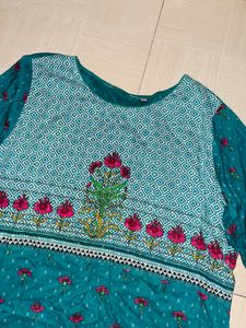 Teal Floral Print Kurti