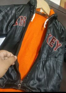 Black Sweatshirt Pajami Set For 3- 6 Month Baby