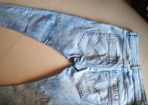 Blue White Faded Colored Denims Jeans For Men