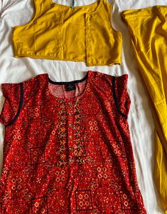 Red And Yellow Jacket Kurti For Women