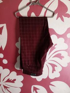Burgundy Checkered Pants