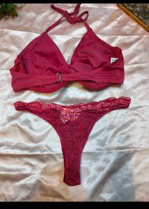 Red Halter Bikini Set