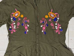 Embroidered Olive Green Tunic