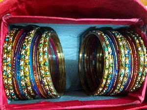 Multicolored Glass Bangles