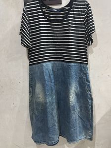 Striped Top Denim Dress