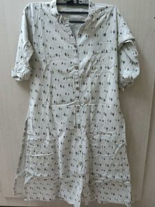 Printed  White  Dress