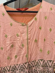Peach Printed Kurta