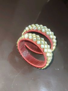Red &amp; Stone Bangle Set