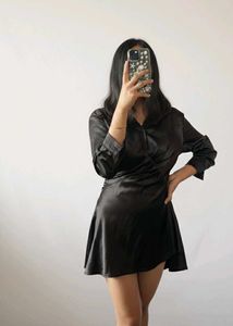Elegant Black Satin Dress