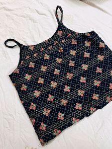 Strappy Festive Navy Blue Top