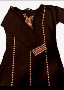 Coffee Brown Kurti With Design