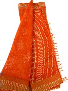Orange Printed Sari