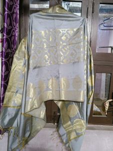 Grey Banarasi silk stole