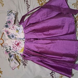 Purpple and Off White Frock
