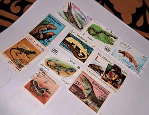 10 Vintage Stamps : REPTILES