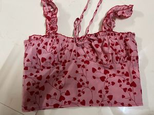 Shein Valentines Day Pink Red Heart Crop Top Tank