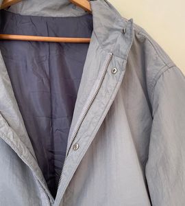 Oversized Minimalist Gray Drawstring Jacket