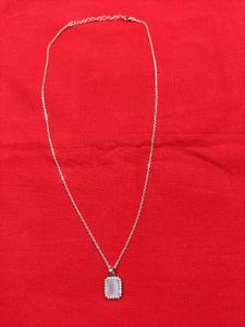 Rose Gold Necklace with Rectangular Pink Pendant