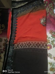 Orange And Coffi  Color Saree