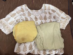 beige kurti with dupatta and pant