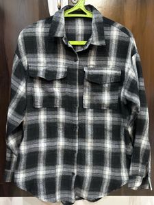 Oversized Black and White Plaid Flannel