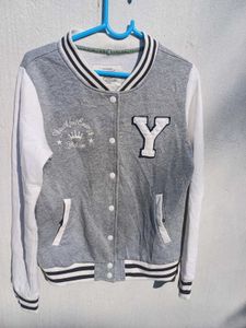 Grey Varsity Jacket - Size S