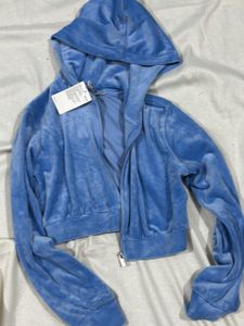 H&amp;M Blue Velour Hoodie