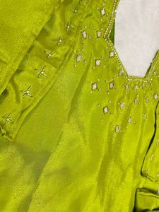 Green Mirror Work Kurta Set