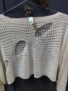 Crochet Cutout Long Sleeve Top