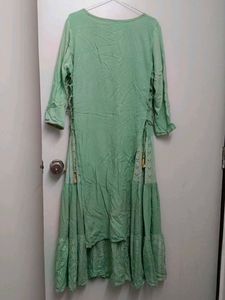 Green Embroidered Double Layered Kurti