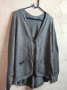 Winter Fashion Cardigan Woolen Sweater Grey