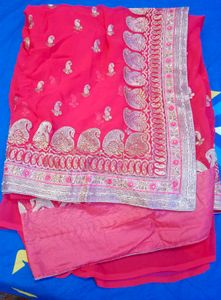 Orange Embroidered Saree