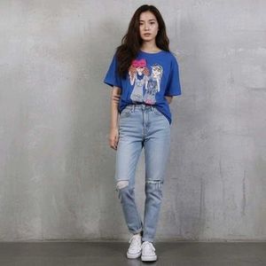 Blue Graphic Print Tee