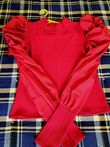 red ruffle top