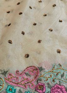 Elegant cream net saree