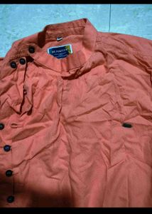 Orange Mandarin Collar Kurta