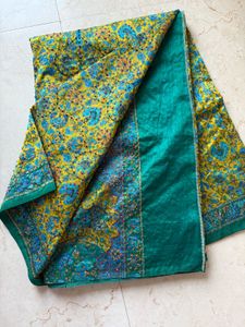 Kantha Stitched Green Saree