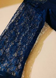 Navy blue kurtha with net sleeves