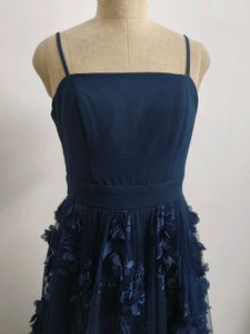 Navy Floral Applique Gown