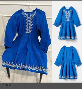 Embroidered Blue Girl&#39;s Dress
