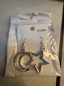 Silver Tone Pink Gray Stone Drop Earrings Combo 3