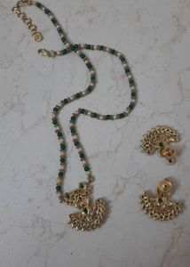 Green Golden Necklace Set