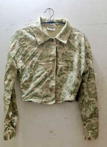 Vintage Print Cropped Jacket