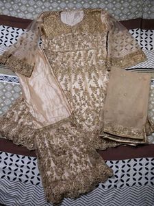 Anarkali Plazo Set In Golden