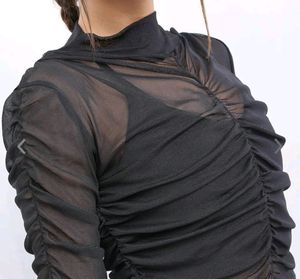 Black Mesh Top With Inner