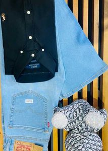 Plaid Shirt & Jeans All Size Available .
