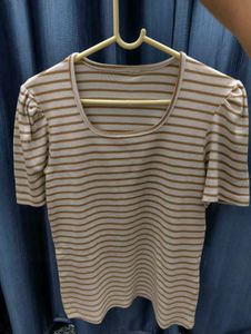 Striped Puff Sleeve Top